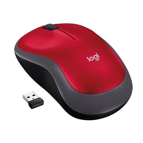 Logitech Wireless Mouse M185 (RED) Nano USB receiver 3 buttons optical tracking with wheel 10m range